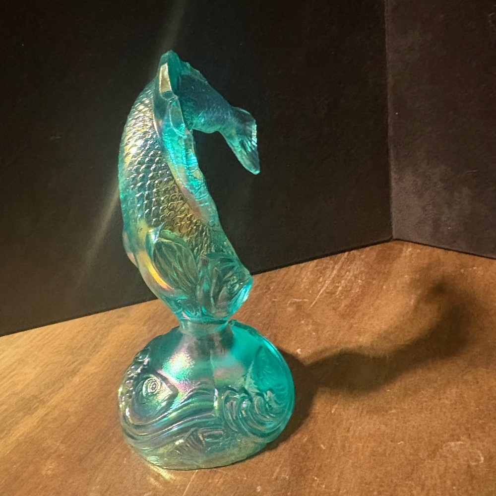Vintage Fenton Blue Carnival Glass Fish Trout - Picture 4 of 5